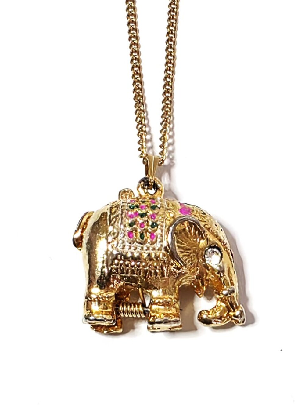 Elephant locket & gold stainless steel pendant necklace